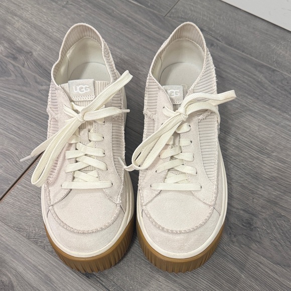 UGG Shoes - UGG Women's Cream Suede Platform Lace-Up Sneakers with Gum Sole